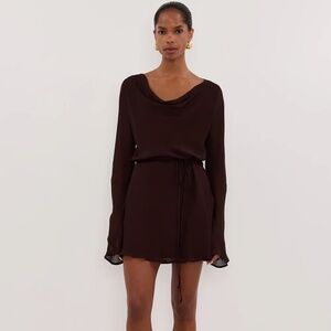 Dissh Corfu Dark Choc Sleeved Mini Dress - NWT